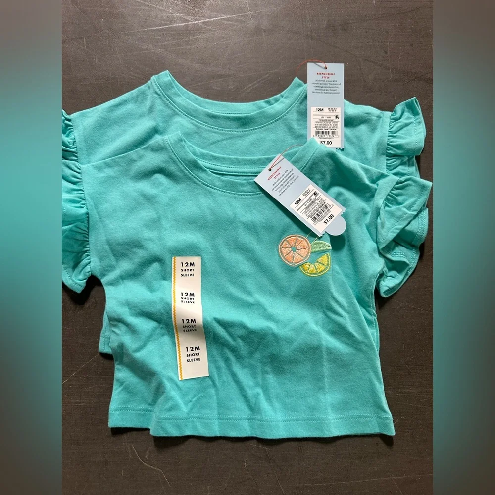 Cat & Jack Yellow and Blue Short Sleeve Tees 12 mo lot - Picture 3 of 10